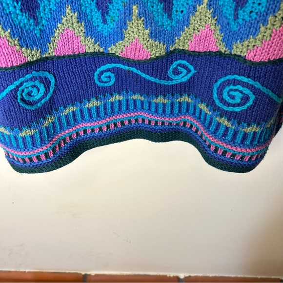 Vintage Segrets Sun Prints hand knit tunic length long sleeve sweater women’s Lg - Picture 6 of 8